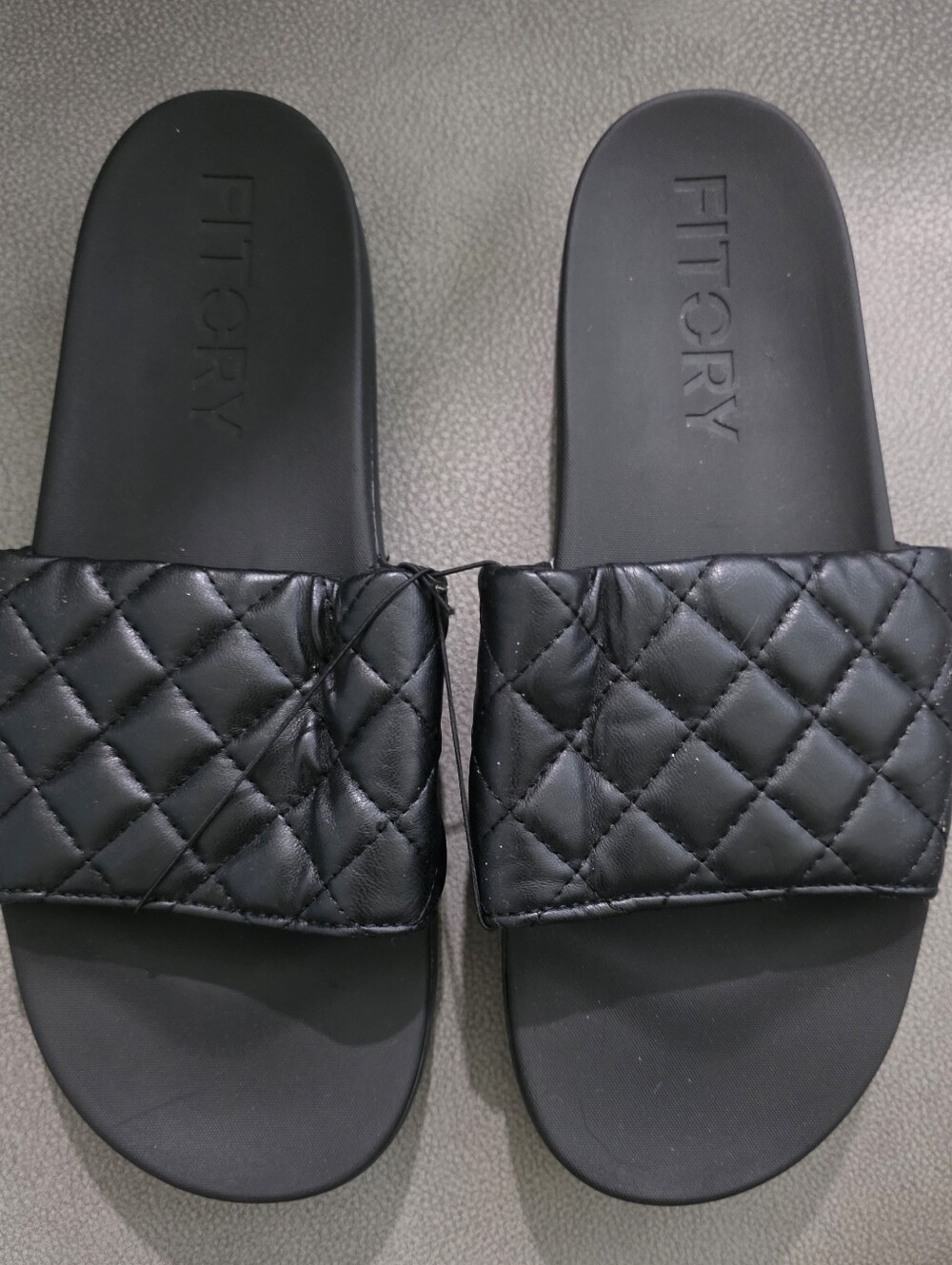 Women's Quilted Slide Sandals - Black